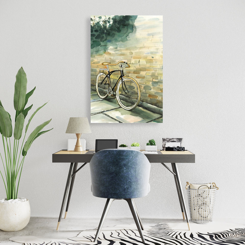 Old Urban Bicycle | Brown Trees Canvas | Home Decor Wall Art