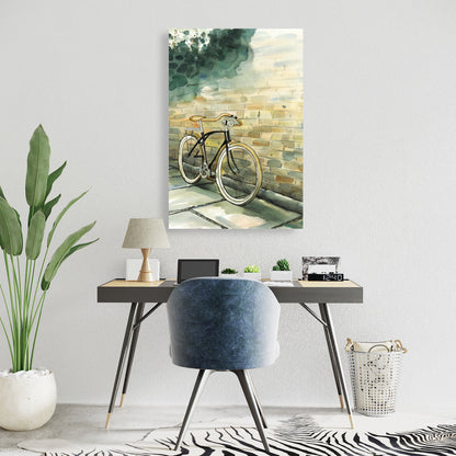 Old Urban Bicycle | Brown Trees Canvas | Home Decor Wall Art