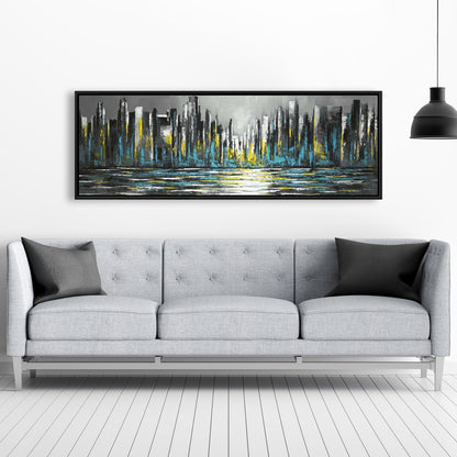 Abstract Blue Skyline Canvas | Bedroom Wall Art Decor