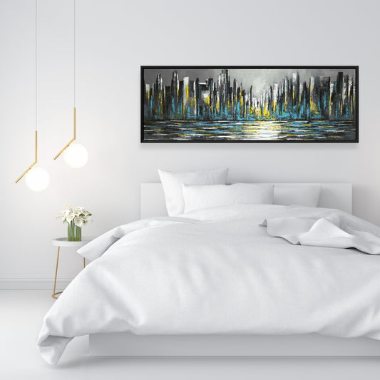 Abstract Blue Skyline Canvas | Bedroom Wall Art Decor