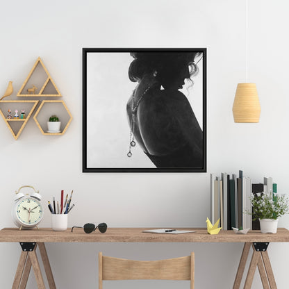 Toile de chambre « Beauté grise » : Décor femme chic avec bijoux