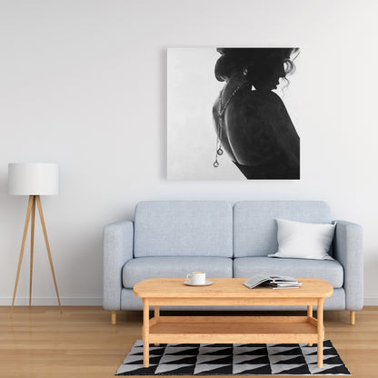 Gray Fashion Bedroom Canvas - Chic Woman with Jewels Decor