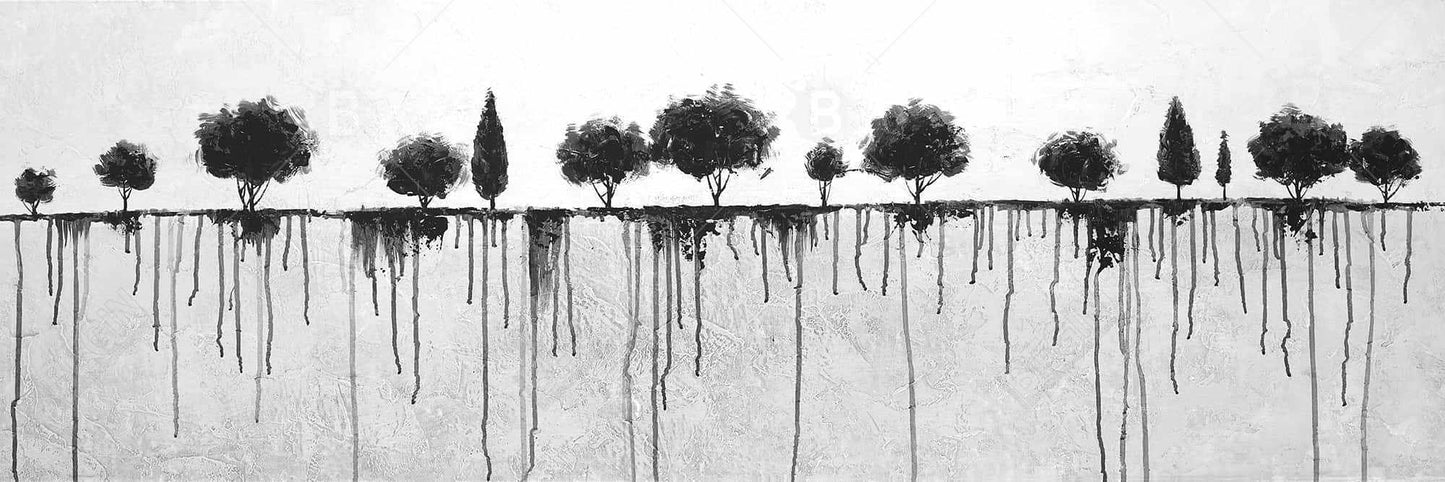 Ink Bleeding Trees Canvas | Framed Art for Bedroom Decor