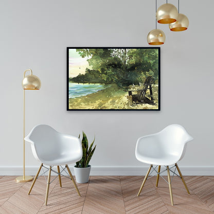 Toile encadrée « Journée au lac » | Décoration de chambre côtière
