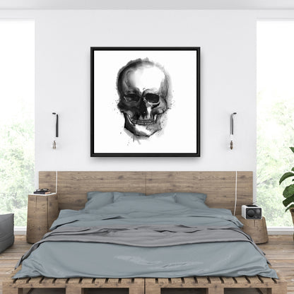 Watercolor Dark Skull Framed Canvas | Bedroom Home Decor