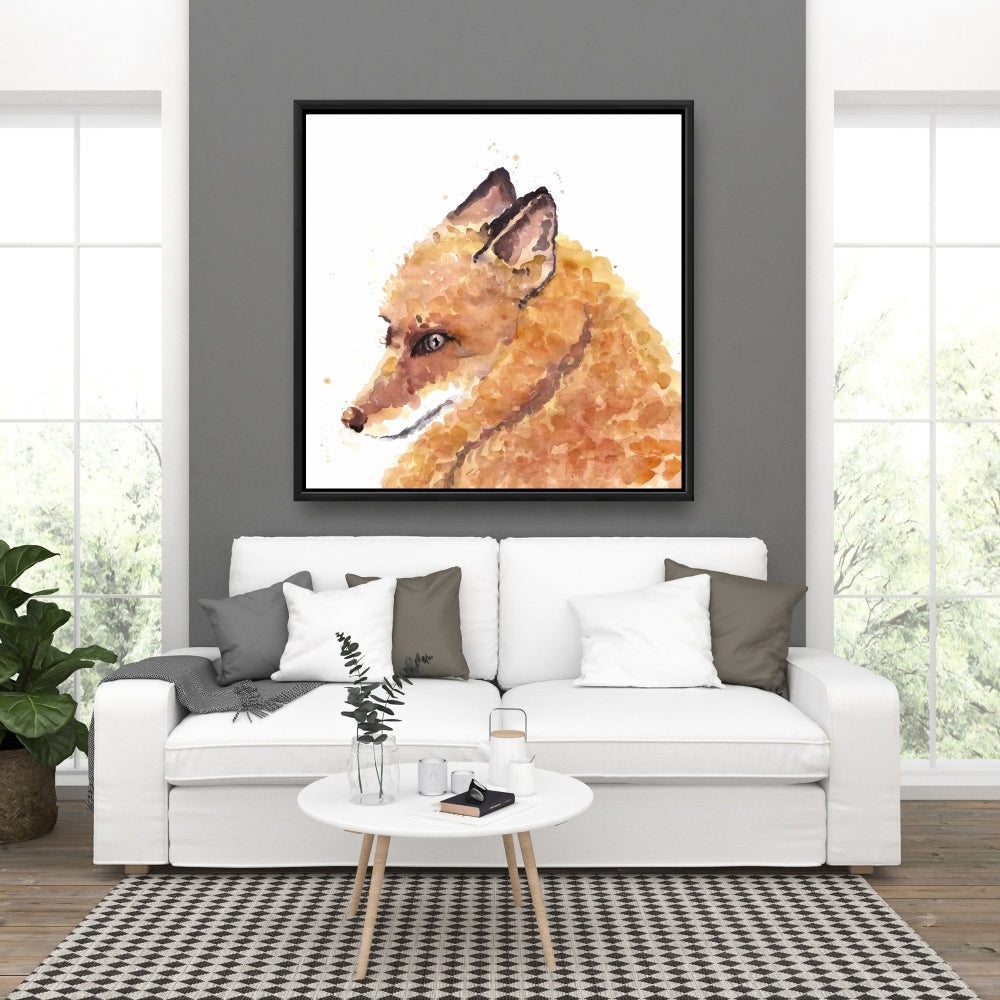 Toile de renard scandinave - Décoration d'intérieur encadrée pour chambre à coucher