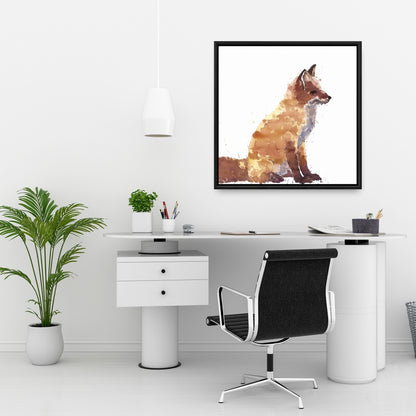 Décoration de salon scandinave | Toile encadrée marron représentant un renard roux