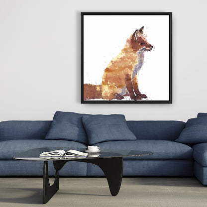 Décoration de salon scandinave | Toile encadrée marron représentant un renard roux