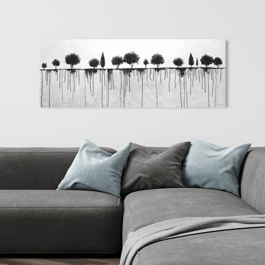 Ink Bleeding Trees Canvas | White Bedroom Landscape Decor