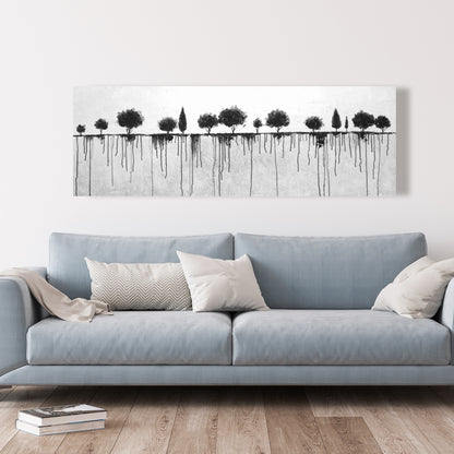 Ink Bleeding Trees Canvas | White Bedroom Landscape Decor
