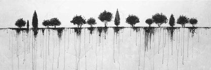 Bedroom Landscapes - Industrial Framed Canvas: Abstract Black Trees
