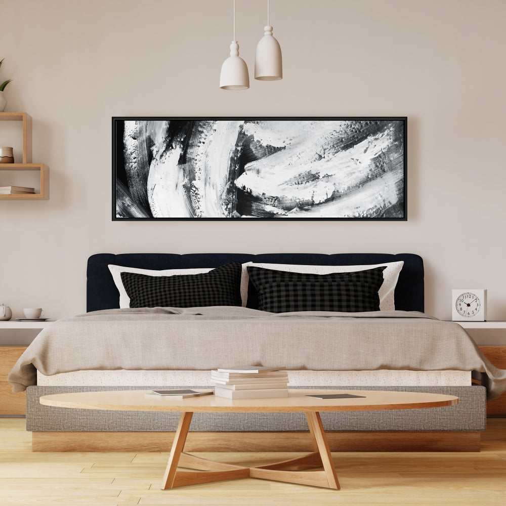 Toile à grandes rayures | Cadre blanc minimaliste | Décoration d'intérieur