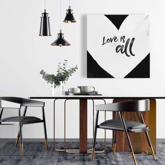 Toile monochrome « L'amour est tout » | Décoration murale pour chambre à coucher