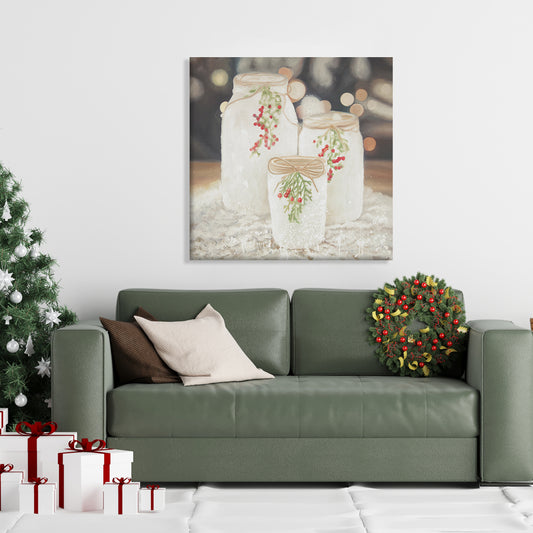Still Life Botanical Rustic Canvas | Christmas Candles Decor