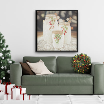 White Botanical Still Life Canvas - Christmas Candles Decor