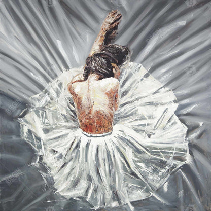 Toile grise figurative Ballerine - Décoration d'intérieur élégante