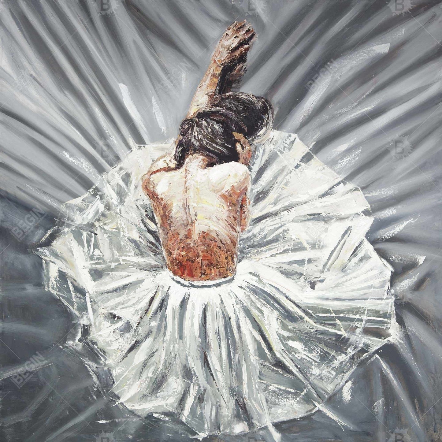 Ballerina Figurative Gray Canvas - Elegant Home Decor Art