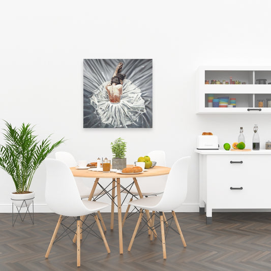 Ballerina Figurative Gray Canvas - Elegant Home Decor Art