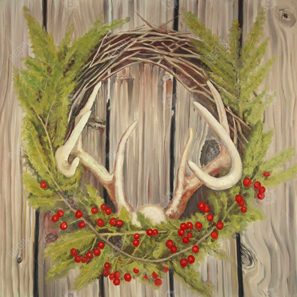 Rustic Botanical Canvas - Christmas Wreath with Panache Decor