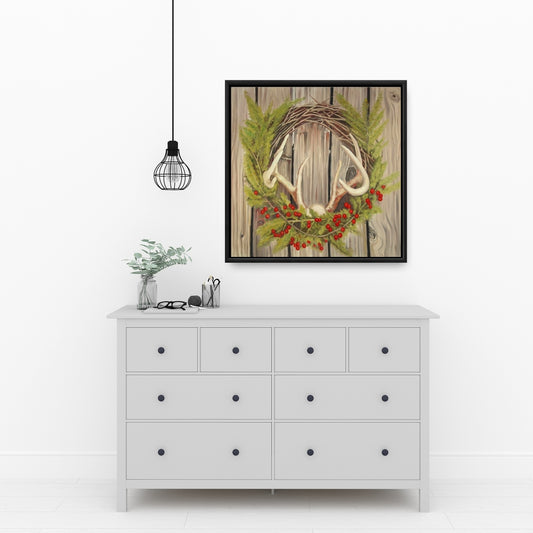 Rustic Botanical Canvas - Christmas Wreath with Panache Decor