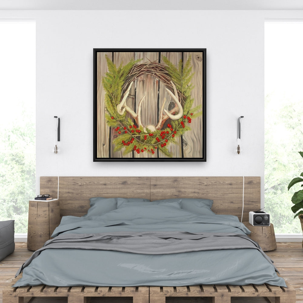 Rustic Botanical Canvas - Christmas Wreath with Panache Decor