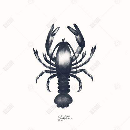 Blue Lobster Canvas - Blue Animal Bathroom Decor Wall Art