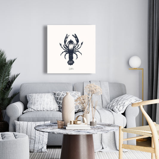 Blue Lobster Canvas - Blue Animal Bathroom Decor Wall Art