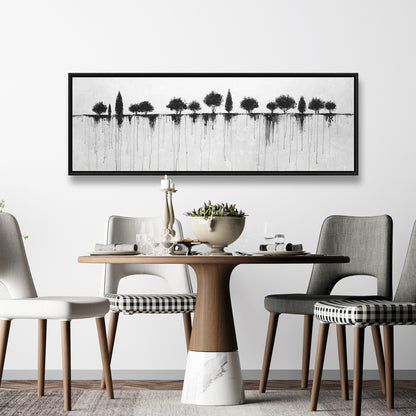 Bedroom Landscapes - Industrial Framed Canvas: Abstract Black Trees
