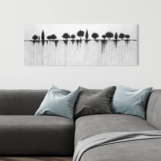 Industrial White Bedroom Canvas - Abstract Black Trees Decor