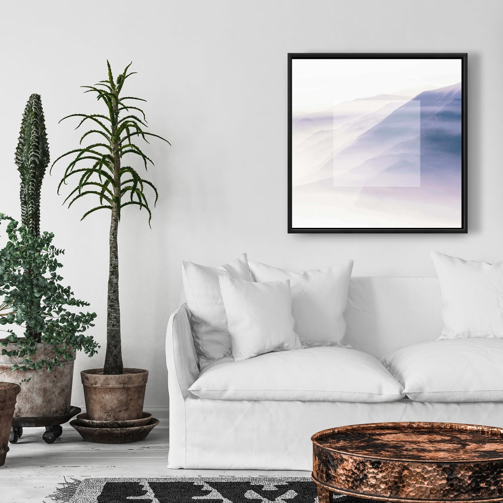 Mist - Minimalist White Framed Canvas | Home Decor Wall Art