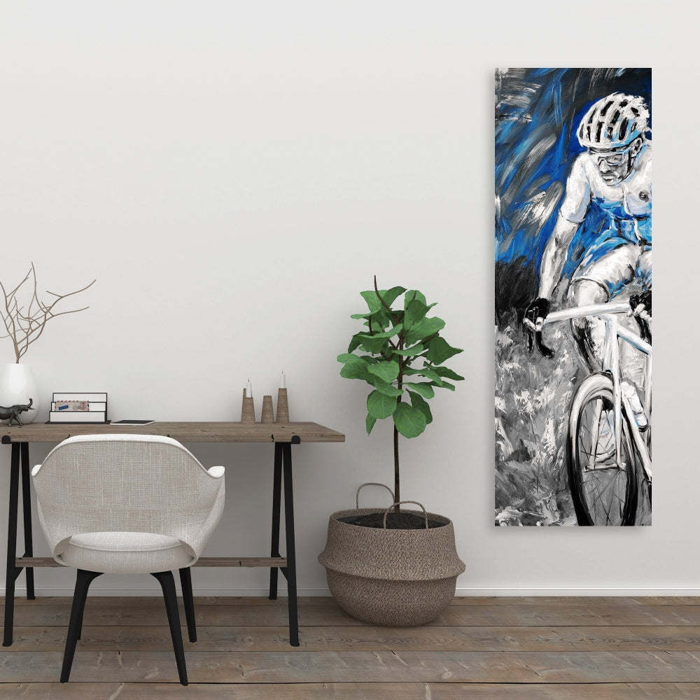Toile « Cycliste bleu professionnel » | Décoration d'intérieur | Décoration de salon