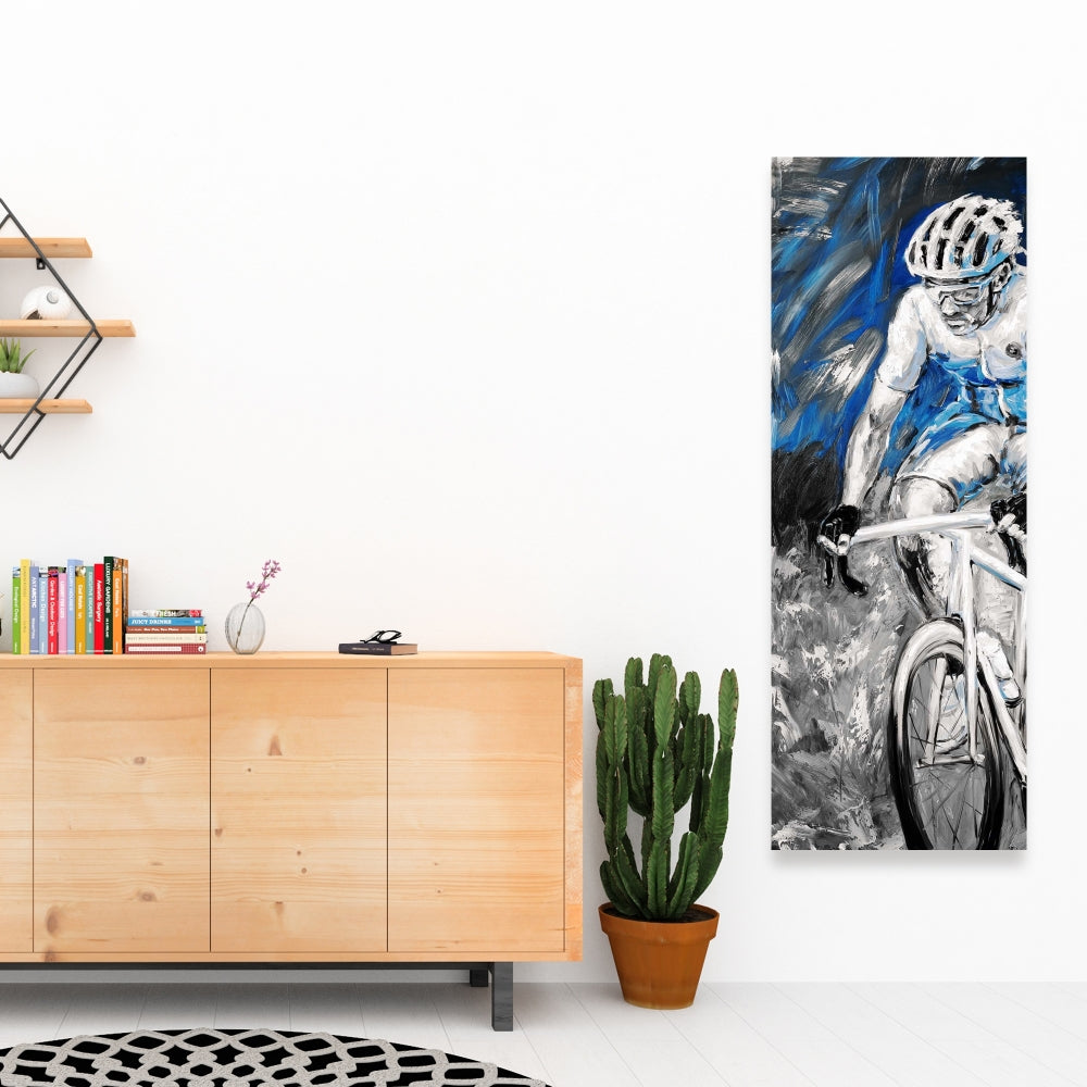 Toile « Cycliste bleu professionnel » | Décoration d'intérieur | Décoration de salon