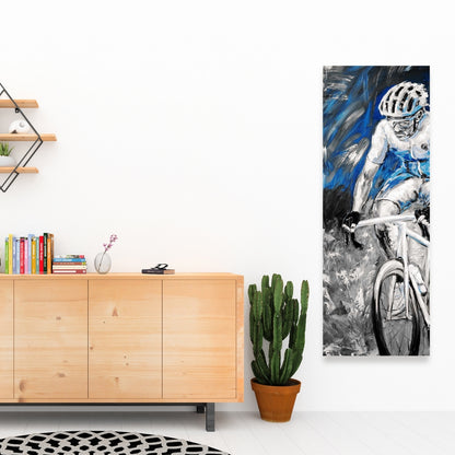 Toile « Cycliste bleu professionnel » | Décoration d'intérieur | Décoration de salon