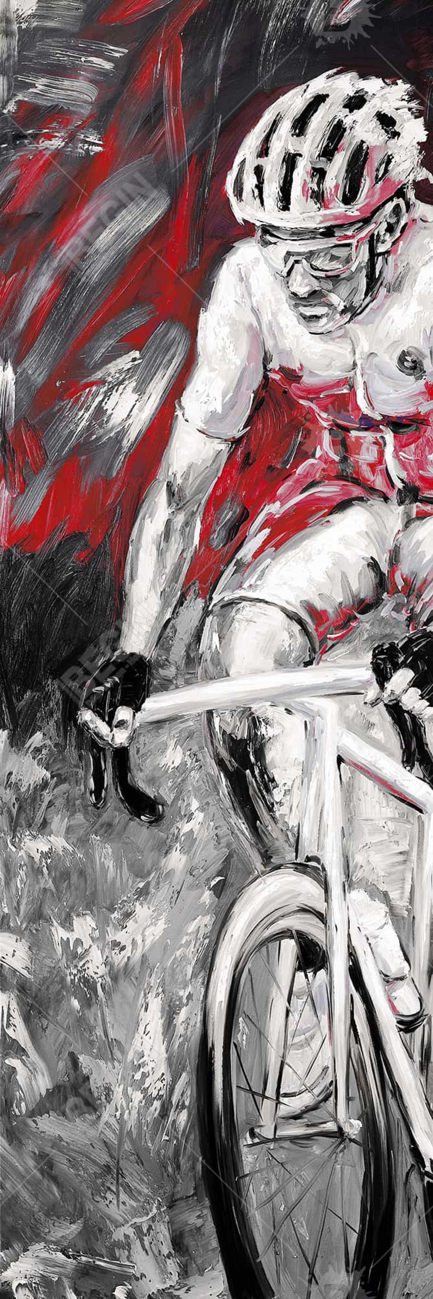 Professional Red Cyclist Framed Canvas - Home Decor Wall Art