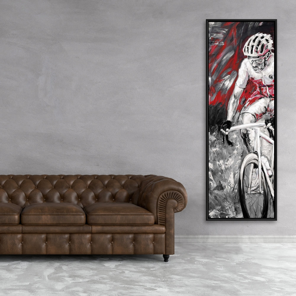 Professional Red Cyclist Framed Canvas - Home Decor Wall Art
