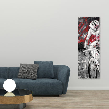 Toile cycliste rouge professionnelle - Décor blanc pittoresque pour loisirs créatifs