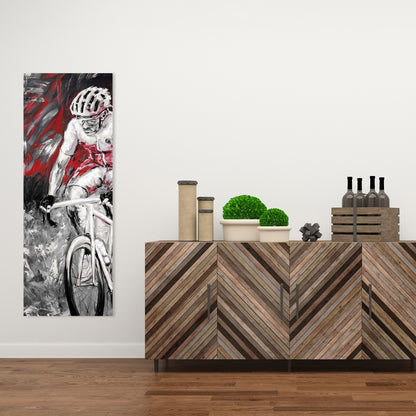 Toile cycliste rouge professionnelle - Décor blanc pittoresque pour loisirs créatifs