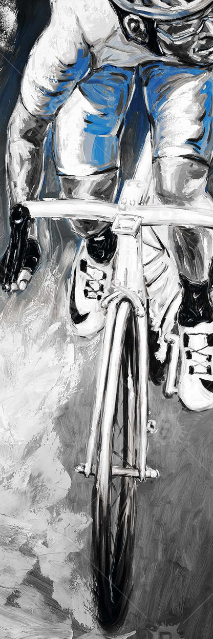 Blue Man Cave Framed Canvas | Professional Cyclist Art Decor