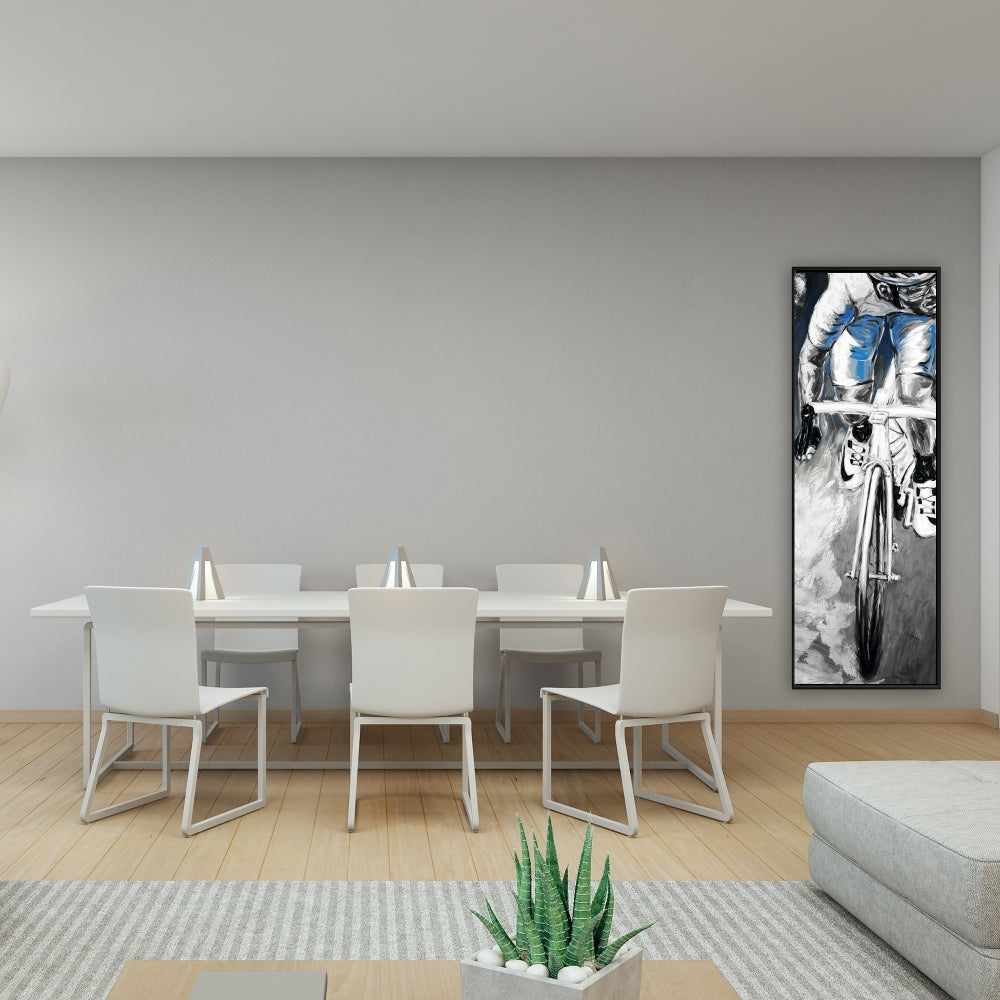 Blue Man Cave Framed Canvas | Professional Cyclist Art Decor