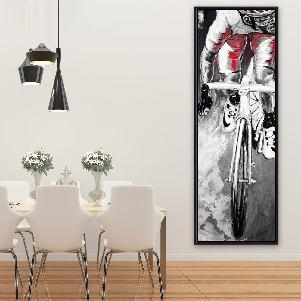 Red Cyclist Scenic Bedroom Framed Canvas | Home Decor Art