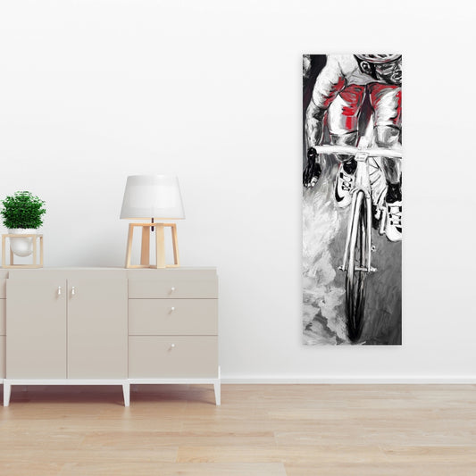 Red Cyclist Scenic White Sports Canvas | Home Decor Wall Art