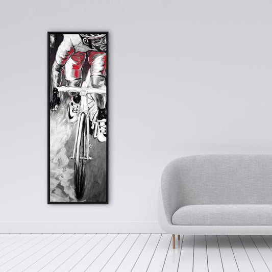 Red Cyclist Scenic Bedroom Framed Canvas | Home Decor Art