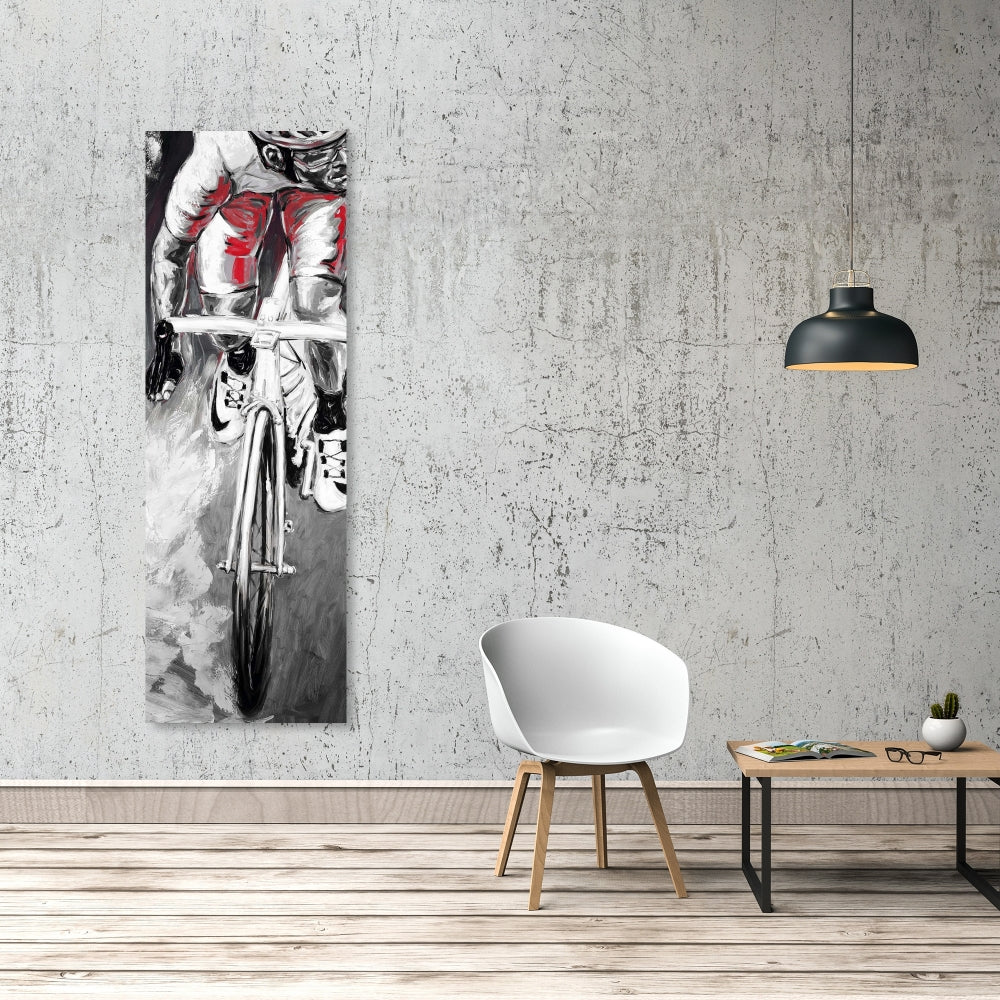 Red Cyclist Scenic White Sports Canvas | Home Decor Wall Art