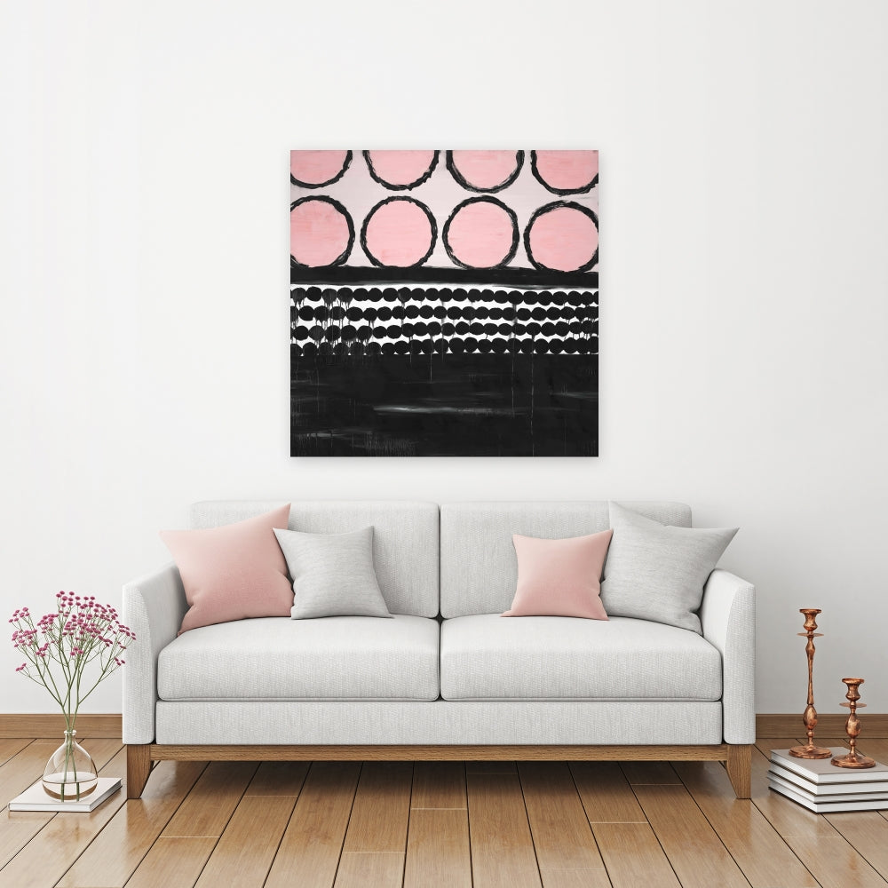 Abstract White Canvas | Cluster of Pink Circles Home Decor