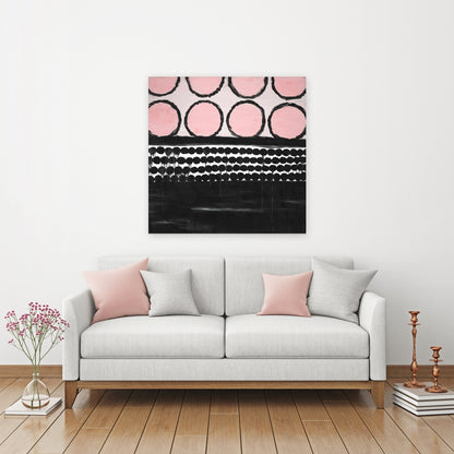 Abstract White Canvas | Cluster of Pink Circles Home Decor