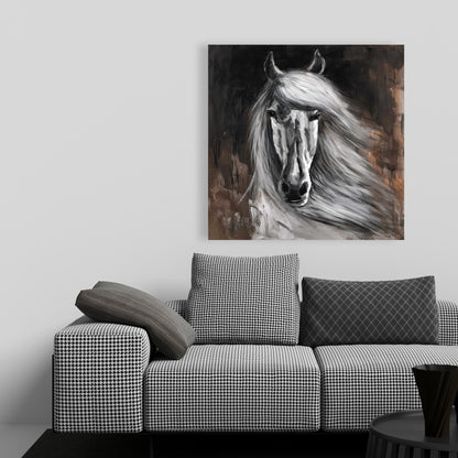 White Horse Rustic Canvas | Home Decor | Animal Wall Art