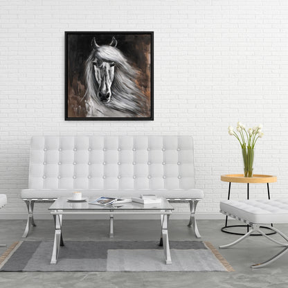 White Horse Rustic Canvas | Framed Wall Art for Home Decor