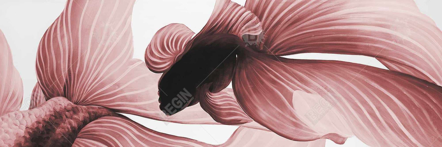 Asian Livingroom Decor | White Canvas Two Red Betta Art