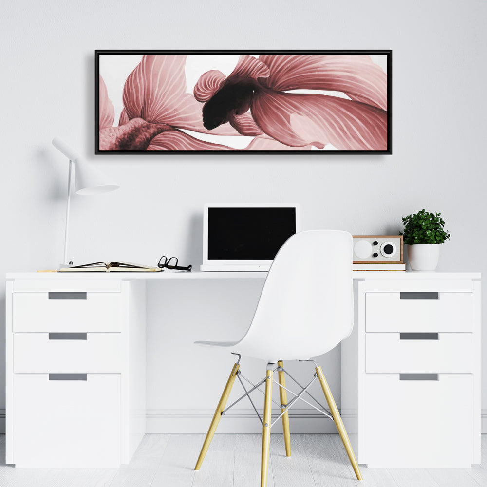 Toile encadrée représentant deux combattants rouges – Décoration aquatique asiatique