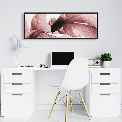 Toile encadrée représentant deux combattants rouges – Décoration aquatique asiatique